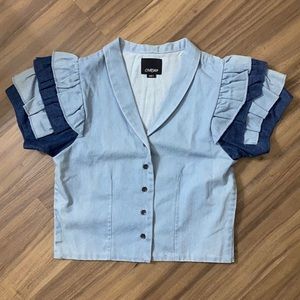 Courtshop Denim Ruffle Top